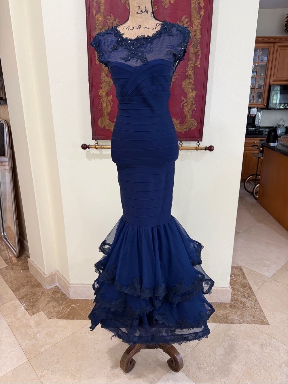 Stunning Navy Blue Bandage Mermaid Evening Gown / Prom Dress